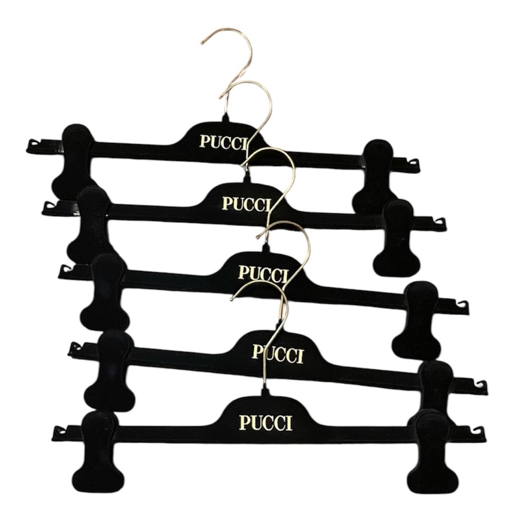Emilio Pucci Black Pant Clip Hangers Set of 5